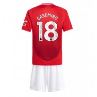 Echipament fotbal Manchester United Casemiro #18 Tricou Acasa 2024-25 pentru copii maneca scurta (+ Pantaloni scurti)